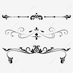 black and white ornamental design elements, borders, ornaments, frames png and psd