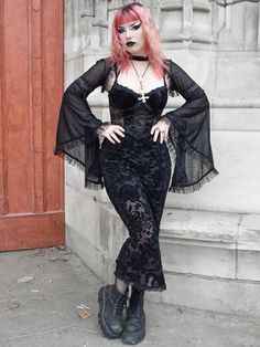 Black Fairy Grunge, Dresses Grunge, Gothic Dresses, Sheer Dresses, Sheer Midi Dress, Midi Dress Elegant, Sheer Lace Dress, Corset Midi Dress, Street Dress