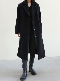 A midi length premium wool coat with 3 button closure. Collared, in a structured fit. Model is in MINUSEY ONE SIZE. ✔️ Free worldwide express shipping over $100✔️ Loved by 6,500+ customers✔️ Limited edition collections, maximum style⠀⠀⠀⠀⠀⠀⠀⠀⠀Stay ahead of the trend with can’t-find-anywhere-else staples. Your closet will thank you 💕 * MINUSEY ONE SIZE = EU 34-38, US 2-6* 100% Premium Fine Wool* Dry clean* Made in Korea - Model Height: 172cm/5'7" (US2, EU34) Timeless Long Wool Coat For Office, Timeless Long Wool Coat For Work, Oversized Wool Coat With Hidden Buttons, Oversized Wool Coat With Hidden Button Closure, Long Wool Coat With Button Closure For Work, Modern Long Pea Coat For Work, Long Wool Sweater Coat For Workwear, Wool Long Sweater Coat For Work, Wool Sweater Coat For Work