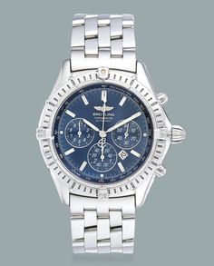 Brand: Breitling Ref: A35312 Case Material: Stainless Steel Case Size: 38 mm; 43.5 Lug to lug Thickness: 14 mm Dial: Blue color with Luminous hour Marks and hands; Date on 3 o'clock; 3 sub-dials Bracelet: Stainless Steel with custom Sapphire on a clasp Wrist Size: Approximately 6 3/4 Inch Additional services such as refinishing and appraisal will be at extra cost ! We guarantee that all of our items are 100% authentic ! For additional photos and any inquiries, please send us a Direct Message ! W Classic Diamond Watch With Tachymeter, Timeless Silver Diamond Watch With Tachymeter, Silver Diamond Watch With Tachymeter, Blue Diamond Chronometer Watch For Formal Occasions, Formal Blue Diamond Watch With Chronometer, Blue Chronograph Diamond Watch For Formal Occasions, Formal Blue Chronograph Diamond Watch, Timeless Blue Diamond Watch With Chronometer, Blue Diamond Chronograph Watch With Round Dial