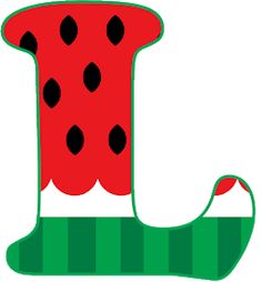 the letter i is for watermelon with black dots on it's lower half