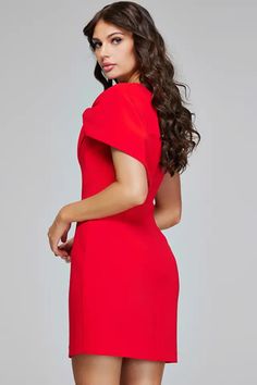 Elevate your wedding guest look with the Jovani Summer mini dress. This fitted red gown features an elegant off the shoulder design with stunning draped detail. Perfect for a classy, yet sexy and fun look. Off The Shoulder Mini Dress, Summer Mini Dress, Wedding Guest Looks, Red Gowns, Mini Dresses Summer, Shoulder Design, Wedding Guest, Off The Shoulder, Mini Dress