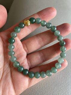 🌈 7.2mm Jadeite Jade Beaded Bracelet, Light Green 🌷 Untreated Natural Jadeite/ Grade A Jade 🌷 Certified : YES 🌷 Jade from Myanmar/ Burma 🌷 Bead size : 7.2mm 🌷 Number of jade bead : 27 🌷 Color :  Light Green 🌷 Free shipping from Hong Kong by with tracking number provided 🌷 Take approximately 7-21 days to arrive worldwide Classic Green Jewelry With 8mm Beads, Elegant Beaded Bracelets For Meditation, Elegant Aventurine Beaded Bracelets For Healing, Elegant Jade Bracelets With Round Beads, 8mm Jade Beads For Jewelry Making, Jade 8mm Beads Round Jewelry, Jade Beads For Jewelry Making, 8mm, Green Aventurine Gemstone Beaded Bracelets, Jade 8mm Beads For Jewelry Making