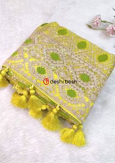 Exclusive Boutique Designer Muslin Saree - db20521 Pista Green Dupatta With Resham Embroidery In Chinon, Yellow Dola Silk Saree With Resham Embroidery, Pista Green Dola Silk Dupatta With Zari Work, Yellow Bollywood Embroidered Cutdana Fabric, Pista Green Sharara With Traditional Drape, Yellow Bollywood Embroidered Fabric With Cutdana, Pista Green Embroidered Fabric With Zari Work For Eid, Pista Green Embroidered Chanderi Saree, Embroidered Pista Green Chanderi Saree