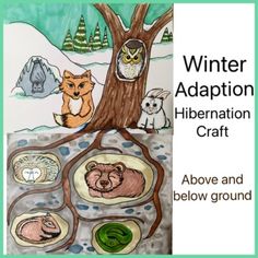 an animal themed poster with the words winter addition in it's center, above and below ground