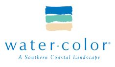 the logo for watercolor, a southern coastal landscape