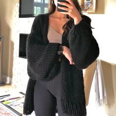 Hey, I found this really awesome Etsy listing at https://www.etsy.com/listing/1019779172/sydria-slouchy-knit-cardigan-pattern Black Oversized Cardigan Outfit, Slouchy Cardigan Outfit, Oversized Cardigan Aesthetic, Cozy Black Knitting Pattern, Black Knit Cardigan Outfit, Slouchy Cardigan Crochet Pattern, Cozy Oversized Knit Cardigan, Black Cardigan Crochet, Trendy Oversized Knitted Cardigan