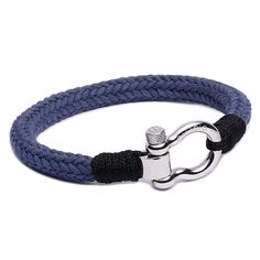 The unique Omega Navy Blue Colored Bracelet is the jam of the Caligio collection. The customers love and value its thick cotton rope and Screw G-Shackle made of stainless steel. The addition of a black color thread tied on a side makes for a stunning design. On top of this, the cotton rope is exclusively soft and fast drying. Omega Navy Blue is your comfortable everyday bracelet that is elegant enough to wear with more formal outfits all year long. The bracelet is also available in Omega Grey co Omega Bracelet, Everyday Bracelet, Men's Bracelets, The Jam, Formal Outfits, Navy Blue Color, Formal Outfit, Colorful Bracelets, Cotton Rope