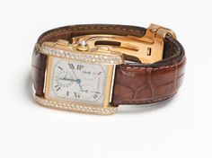 Cartier Tank Américaine 18K Gold Diamond Watch Chronograph Vintage Watch Women Cartier Tank, Cartier Tank Americaine, Gold Diamond Watch, Cartier Diamond, Gold Diamond Watches, Cartier Tank, Genuine Love, Anna Wintour, Diamond Watch