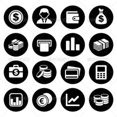 black and white business icons set - web elements