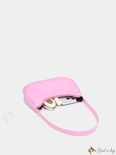 BirdinBag - Pink Minimalist Shoulder Handbag Minimalist Rectangular Shoulder Bag For Errands, Minimalist Rectangular Bags For Errands, Simple Rectangular Bags For Errands, Solid Color Square Baguette Bag For Everyday Use, Pink Baguette Bag For Shopping, Simple Rectangular Shoulder Bag, Baguette Bag With Removable Pouch And Double Handle, Baguette Bag With Double Handle And Removable Pouch, Pink Baguette Bag For Everyday Use