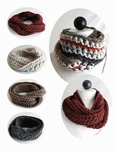 the cover of maggie's crochet 30 - minute infinity scarves