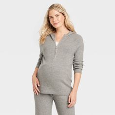 Elevate your cool-weather wardrobe with this Hooded Maternity Nursing Sweater from Isabel Maternity by Ingrid & Isabel™. The long-sleeve ribbed sweater is made of a lightweight shaker fabric in a regular fit for comfortable all-day wear. The zip-off hood offers added coverage, while front half-length zipper closure facilitates nursing or pumping while on the go. Pair with leggings or jeans for easy style during and after pregnancy. Nursing Sweater, Easy Style, Pregnancy Tshirts, Maternity Pants, After Pregnancy, Maternity Sweater, Maternity Nursing, Ribbed Sweater, Maternity Clothes