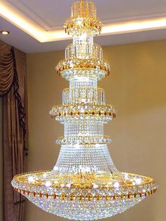 a large crystal chandelier hanging from the ceiling