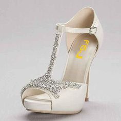 null Wedding Heels With Rhinestones And Single Toe Strap, Wedding Sandals With Rhinestones And Round Toe, White T-strap Sandals For Party With Round Toe, Elegant Embellished T-strap Sandals, Embellished Open Heel Wedding Shoes, Elegant White T-strap Sandals With Ankle Strap, Wedding Embellished Heels With Single Toe Strap, Elegant T-strap Slingback Sandals, Silver Heels With Single Toe Strap For Wedding