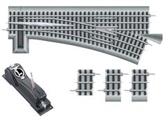 a set of train tracks with different types of rails