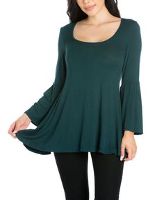 in stock Maternity Tunic, Shirt Tunic Top, Hem Style, Long Sleeve Tunic, Fashion Tees, Tunic Top, Bell Sleeve, Women Long Sleeve, Bell Sleeves