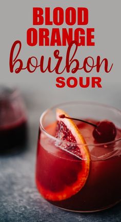 blood orange bourbon sour recipe in a glass