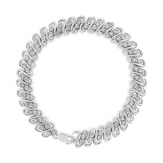 60-8265W Anniversary Silver Chain Bracelet With Brilliant Cut, Silver Flexible Diamond Bracelet, Flexible Silver Diamond Bracelet Fine Jewelry, Flexible Silver Diamond Bracelet, Silver Diamond Bracelet With Polished Finish, Silver Link Bracelet With Cubic Zirconia, Silver Diamond Link Bracelet With Jubilee Style, Silver Link Diamond Bracelet Fine Jewelry, Silver Link Diamond Bracelet