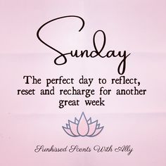 a pink poster with the words sunday written in cursive writing and a lotus on it