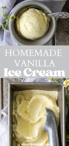 homemade vanilla ice cream in a metal pan