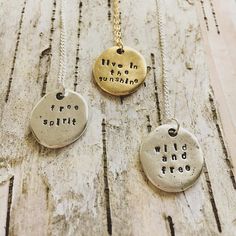 Hand-stamped charm necklace Paying It Forward, Cleaning Cloths, Hand Stamped Necklace, Clay Necklace, Hand Stamped Jewelry, Pretty Necklaces, Stamped Jewelry, P T, Metal Stamping