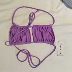 Great Condition, Never Worn Nothing Wrong With Just Never Wore It Has Tags Not Sold Online Anymore The Website Photos Are The Same Style Just Different Color Purple Halter Neck Swimwear For Spring, Casual Purple Swimwear With Triangle Top, Trendy Lavender Tops For Beach, Purple Beachwear Tops For Summer, Purple Summer Beachwear Tops, Purple Summer Top For Beach Season, Trendy Purple Top For Beach Season, Trendy Purple Swimwear For Spring, Purple Beachwear Top For Beach Season