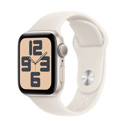 an apple watch with a white band and black numbers on the face is shown in front of a white background