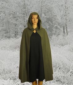 Olive GREEN Hooded Cape Cloak, Halloween Costume, Medieval Cosplay, Hobbit Cloak, LARP LOTR Archer Elf, Adult Child Toddler, Role Playing - Etsy Gothic Winter Larp Costumes, Elven Cape For Medieval Festivals, Elven Style Cape For Medieval Festivals, Elven Cape For Medieval Festivals And Costume Events, Elven Style Cape For Medieval Festivals And Costume Events, Elven Style Costume For Winter Costume Party, Elven Winter Costumes For Costume Party, Winter Elven Costumes For Costume Party, Medieval Cape For Cosplay Events