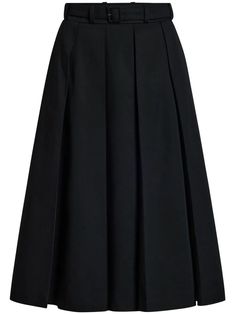 Black organic cotton gabardine skirt, Midi length, Wide box pleats, Removable belt with adjustable buckle, Belt loops, Pockets at the sides, Zip fastening at the backComposition: 100% Organic Cotton Kurt Geiger Heels, Italian Outfits, Zimmermann Dress, Skirt Midi, Pleats Please Issey Miyake, Box Pleats, Pleated Midi Skirt, Buckle Belt, Skirt Suit