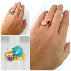 This set of two rings is the perfect gift for a mother & daughter, Grandma & Granddaughter or little sister & big sister. You will receive two rings with natural gemstones and can be customized in any arrangement of birthstones. Everything is customizable. You can choose:✦ TWO GEMSTONESOne birthstone is 10mm and the other one is 6mm. We use a combination of natural and synthetic gemstones. Please note there may be natural variations in color, inclusions, and shape. ✦ METAL- 18K Vermeil gold. - B Mom Rings Stackable, Mother Daughter Rings, Grandma Granddaughter, Daughter Ring, Mothers Day Rings, Family Ring, Mothers Ring, Gift Idea For Mom, Family Rings