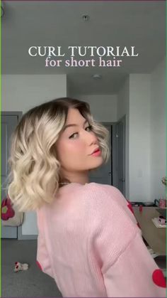 this has been my go to, to curl short hair !! Medium Short Bridesmaid Hair, Idea For Short Hair Styling, How To Curl Your Hair With Short Hair, How To Get Wavy Hair For Short Hair, Curl For Short Hair Tutorial, Curled Hair On Short Hair, Loose Curls Short Hair Tutorial, Curl Hair For Short Hair, Going Out Hairstyles For Short Hair