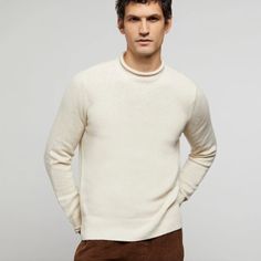 Brand New, Never Worn "This Relaxed Fisherman Sweater Is Knit From A Cotton-Wool Blend For A Soft And Insulating Handle. It Features A Rolled Mockneck Collar And Ribbing At The Waistband And Cuffs." Mockneck Long Sleeves Ribbed Neck, Cuffs & Hem Pullover Wool & Cashmere White Relaxed Fit Cashmere Sweater, Fitted Crew Neck Sweater In Winter White, Fitted Winter White Crew Neck Sweater, Classic White Cashmere Sweater, White Relaxed Fit Sweater With Ribbed Collar, White Turtleneck Sweater With Ribbed Collar, Casual Fine Knit Winter White Sweater, Casual Winter White Fine Knit Sweater, Classic Cream Tops For Winter