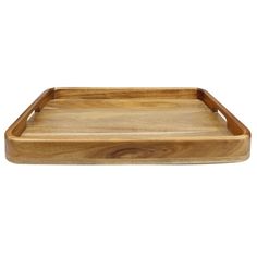 a wooden tray on a white background