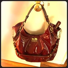 Coach Madison Patent Leather Shoulder Bag - Crimson Red Condition: Like New Comes With Original Dust Bag And Receipt Gorgeous Bag, Removable Shoulder Strap, Used Only Twice. Bags Coach, Crimson Red, Gorgeous Bags, Balenciaga City Bag, Coach Bags, Leather Shoulder Bag, Patent Leather, Dust Bag, Top Handle Bag