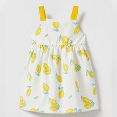 2-3 Years Zara Lemon Dress New With Tags Cute Yellow Cotton Sleeveless Dress, Cute Yellow Sleeveless Cotton Dress, Cute Sleeveless Playwear Dress, Playful Sleeveless Dress For Playwear, Playful Sleeveless Playwear Dress, Sleeveless Playful Dress For Playwear, Cotton Playtime Sundress, Cute Zara Dresses For Spring, Cute Zara Dresses For Playtime