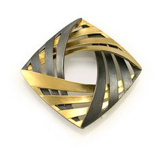 Interlock+Square+Brooch by Keiko+Mita: Gold+ Modernist Gold Brooch Jewelry, Modernist Gold Brooch, Modernist Gold Brooches For Gifts, Contemporary Formal Brooch Jewelry, Contemporary Bronze Jewelry For Gift, Modern Jewellery Design, Jewelry Staples, Pin Pendant, Jewelry Pins