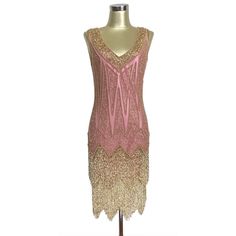 Elevate Your Holiday Style With The Decohaus's Stunning Pink And Gold 1920s Flapper Dress! This Dress Embodies The Glamour Of A Bygone Era. Gorgeous Pink And Gold 1920s Style Flapper Dress, Perfect For The Upcoming Holiday Seasons! Very Nice Material, Well Made, And Actually Significantly Heavy. Size Xs - Bust 32", Waist 30", Hips 38", Length 37" (It Fit Me Perfectly And My Waist Is 25, Hips 36) So It Can Go Below This Size For The Iconic Flapper Drape, Or Up To For An Even More Body Con Fit. Ta Vintage Pink Sequined Dresses, Pink Vintage Sequin Dress, Vintage Pink Sequin Dress, Elegant Pink Dresses For Vintage Events, Pink Flapper Dress, Trendy Girls Outfits, 1920s Style, 1920s Flapper Dress, 1920s Flapper