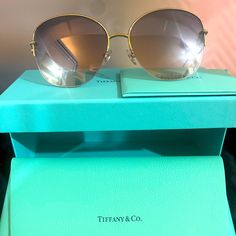 Perfect Condition Colored Sunglasses, Silver Blue, Tiffany & Co., Blue And Silver, Sunglasses Accessories, Color Blue, Women Accessories, Sunglasses, Silver