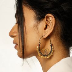 chandi ki earrings design, gold plated silver earrings online india, silver ear jewellery Intricate Brass Hoop Earrings, Brass Chandbali Hoop Earrings, Ceremonial Cutdana Chandbalis, Elegant Oxidized Brass Hoop Earrings, Elegant Brass Hoop Earrings With Oxidized Finish, Brass Filigree Hoop Earrings For Wedding, Elegant Gold Hoop Earrings With Oxidized Finish, Cutdana Brass Jewelry, Oxidized Finish Chandbali Hoop Earrings