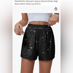 Nwot Women’s Sequined Shorts. Size Xs 805 Casual Sequined Bottoms For Summer, Casual Black Sequined Bottoms, Casual Party Shorts With Sequins, Black Sequined Short Bottoms, Casual Sequined Shorts For Party, Summer Sequin Bottoms For Date Night, Sequin Bottoms For Summer Date Night, Sequined Bottoms For Date Night In Summer, Summer Date Night Sequined Bottoms