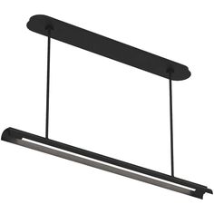 an overhead light fixture with two lights hanging from it's sides and one is black