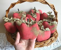 Rustic primitive apple bowl fillers/ tiered tray/ shelf sitters.  Made from cotton muslin I hand painted them with red and green and cinnamon stained them. They have a twig stem and a cotton homespun tied set of leaves.  Like in nature, each one is unique. They measure 4" wide and 3 1/4" tall. This listing is for one apple.  You can choose to buy more than one and save - make your selection from the drop menu. Standard shipping to most of the US averages about 10-20 days depending on size and weight. If you would like expedited shipping or an international tracking number please upgrade during checkout. If you have any questions please contact me, I'm never far away and happy to help you any way I can. Primitive Ornaments, Shelf Sitters, Cinnamon Apple, Christmas Decoration Items, Cotton Muslin, Shelf Sitter, Cinnamon Apples, Felt Ornaments