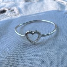 Simple Yet Cute Genuine .925 Sterling Silver Single Heart Ring. Great Condition! Everyday Open Heart Rings With Heart Charm, Nickel Free Elegant Heart Ring, Silver Heart Ring For Everyday Wear, Elegant Nickel-free Heart Ring, Sterling Silver Double Heart Ring With Charm, Nickel Free Heart Shaped Ring, Valentine's Day 925 Silver Open Heart Ring, Handmade Sterling Silver Heart Bracelet For Anniversary, Sterling Silver Open Heart Bracelet For Valentine's Day