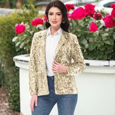 Elevate your wardrobe with the Anna-Kaci Women's Glitter Long Sleeve Open Front Sparkle Party Blazer Jacket, perfect for adding glamour to formal events or a touch of professionalism to everyday outfits. Versatile and stylish, these sparkly sequin blazers can be dressed up or down to suit any occasion effortlessly. Fitted Blazer For Party Season, Long Sleeve Blazer For Parties, Formal Long Sleeve Outerwear For Party Season, Long Sleeve Fall Party Blazer, Winter Party Blazer With Long Sleeves, Holiday Party Long Sleeve Blazer, Long Sleeve Blazer For Winter Party, Long Sleeve Blazer For Fall Party, Glamorous Sequin Fabric For Festive Holiday Party