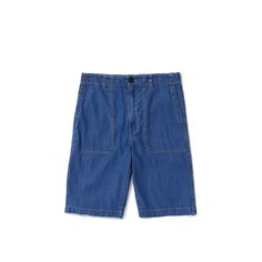 Denim Cargo Shorts Casual, Casual Medium Wash Bermuda Shorts With Pockets, Denim Blue Knee-length Shorts, Casual Medium Wash Shorts, Casual Medium Wash High-waisted Shorts, Casual Dark Wash Cotton Bermuda Shorts, Casual Medium Wash Bermuda Shorts, Casual Dark Wash Bermuda Shorts With Built-in Shorts, Casual Medium Wash Bermuda Knee-length Shorts