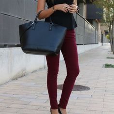 Burgundy Skinny Pants, With Slits On Bottom Material Has Stretch High Quality Material And A Great Fit 68% Rayon 27% Nylon 5% Spandex If You Like Winter Fall Vacation Thanksgiving Oversized Sweaters Comfy Tops Gypsy Spell Reformation Wedding American Eagle Arnhem Holiday Levi's Revolve Work Lulus Preppy Vici Boho New Years Eve Office H&M Anthro Casual Zara Free People Dressy Cozy Christmas Anthropology , Than Shop My Boutique! Chic Stretch Burgundy Pants, Chic Stretch Burgundy Bottoms, Chic Black Everyday Pants, What To Wear With Burgundy Pants, Outfit Pantalon Vino, Burgundy Outfit, Burgundy Pants, Burgundy Jeans, Red Pants