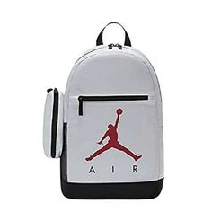 Nike Air Jordan Kids Backpack School Bag White, Red And Black Style: 9a0503-001 Size Large This Backpack Is A Classmate You'll Always Be Cool Partnering With. It Has A Large Main Compartment And Front Pocket With Plenty Of Space To Hold Your Gear For Class And Then Some. Adjustable Padded Straps Create Comfy Wear And The Included Pencil Case Can Be Attached To The Backpack So You Have A Lesser Chance Of Forgetting Your Favorite Pens Behind. Inner Pockets, Outer Pockets, Waterproof, Lightweight, White Backpack For Back To School And Outdoor Activities, White Backpack For Outdoor Activities And School, Sporty White School Bag, White Sporty School Bag, White Sports Backpack For Back To School, White Sports Bag For Back To School, Kids School Backpack, Comfy Wear, Kids Backpack