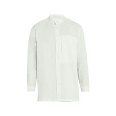 Homme Plisse Issey Miyake shirt made from soft, wrinkle-resistant fabric Stand collar Button placket Chest welt pocket Long sleeves with buttoned cuffs Boxy fit Folded back panel Polyester/ramie Imported Daywear Button-up Shirt With Concealed Placket, Button-up Shirt With Concealed Placket For Daywear, Modern Shirt With Welt Pockets For Work, Modern Workwear Shirt With Welt Pockets, Modern Button-up Shirt With Placket, Relaxed Fit Dress Shirt With Button Closure For Daywear, Casual Tops With Concealed Placket And Relaxed Fit, Modern Button-up Dress Shirt With Placket, Modern Shirt With Placket And Relaxed Fit