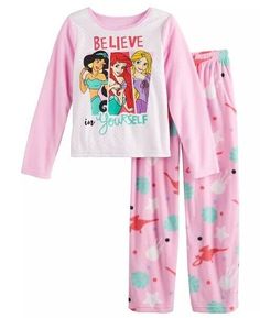 Disney PRINCESS Pajamas Girls 10 NeW Pink Shirt Pants Pjs Believe In Yourself Princess Pajamas, Disney Princess Pajamas, New Disney Princesses, Disney Pajamas, Boys Sleepwear, Girls Sleepwear, Princess Girl, Fleece Pajamas, Believe In Yourself